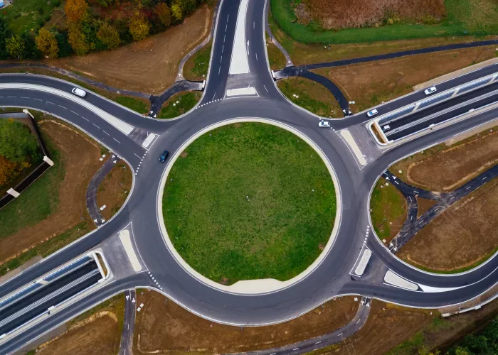 Roundabout with five roads